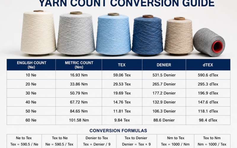 Yarn Count Conversion Guide: Ne, Nm, Tex, Denier & dTex Calculator