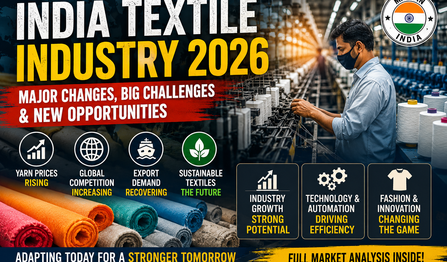 India Textile Industry Growth 2026: Export Boom, Sustainable Fabrics & Digital Manufacturing Revolution