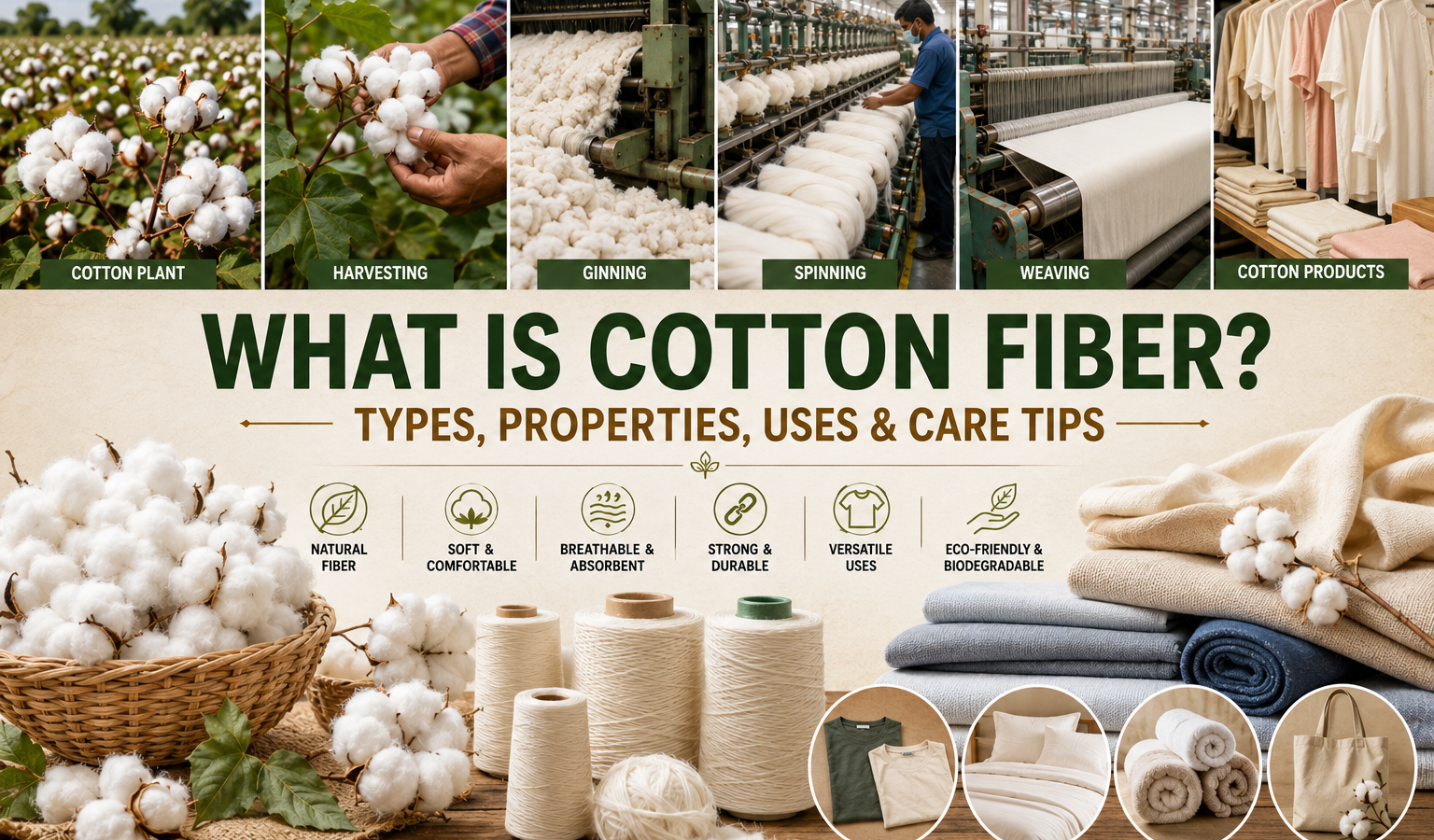 What Is Cotton Fiber? Types, Properties, Uses and Care Guide