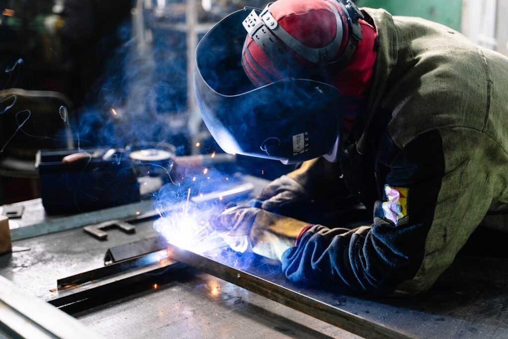 Modern manufacturing facility with digital monitoring systems